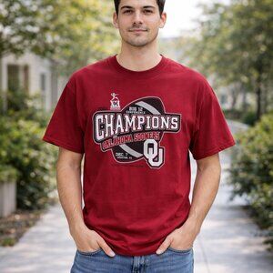 Oklahoma Sooners Big 12 Champions Graphic T-Shirt Delta Magnum Weight Red Size L